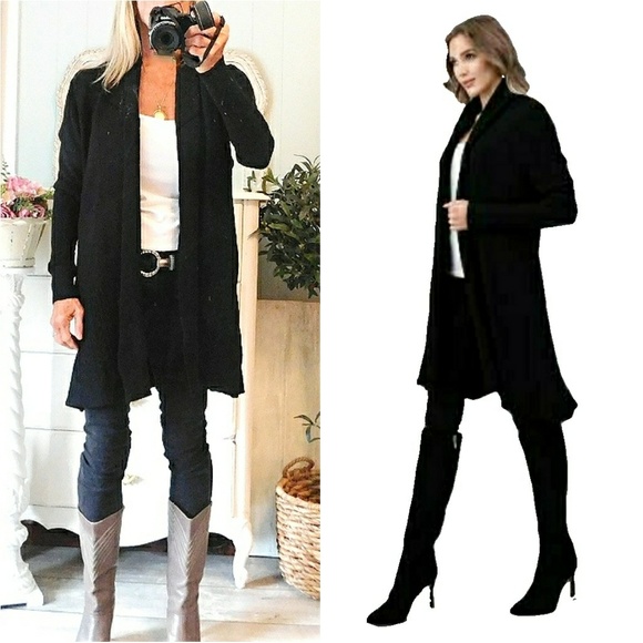 Sweaters - °SALE°°NWT-BLK CASHMERE SHAWL COLLAR OPEN CARDIGAN